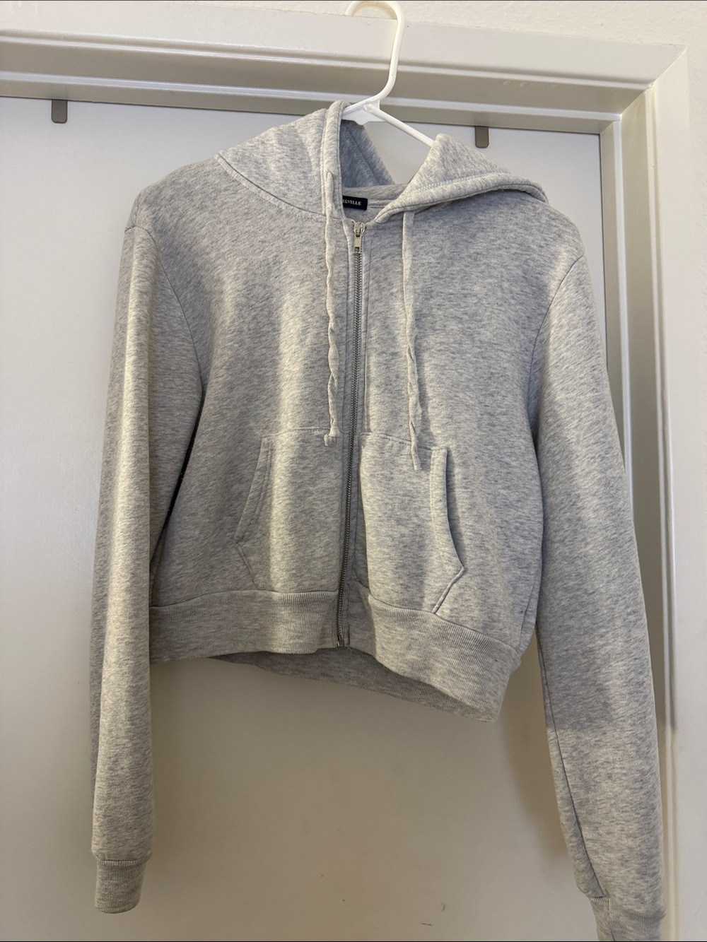 Brandy Melville Light Gray Zip Hoodie